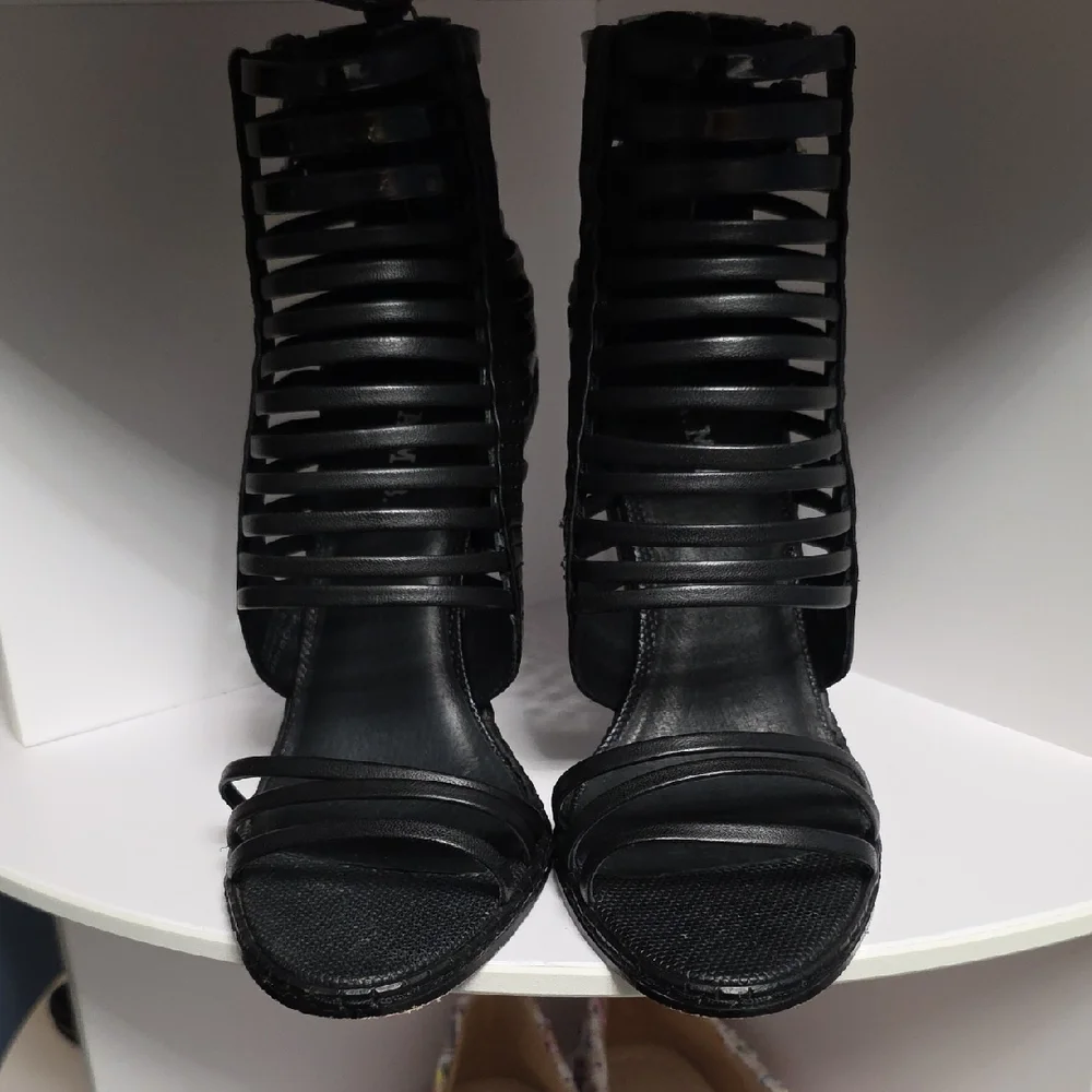 L.A.M.B. Black Strappy Heels - Picture 1 of 3
